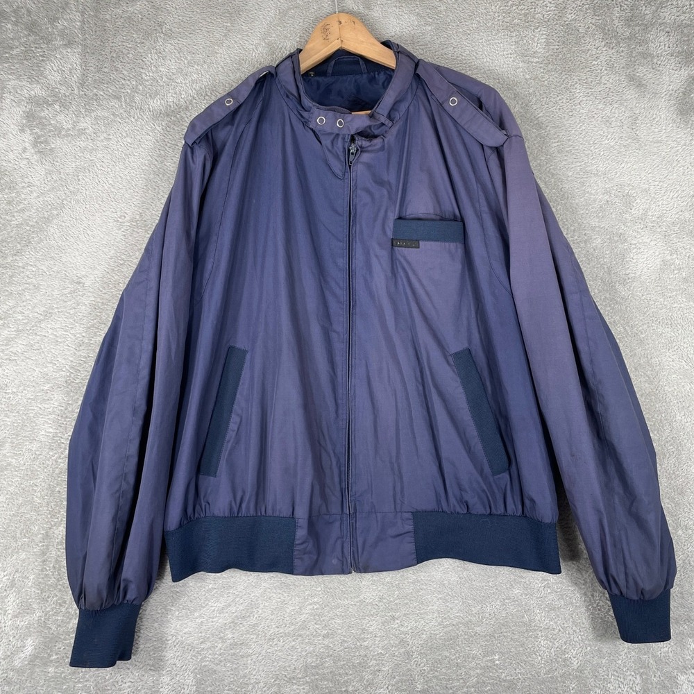Members Only Iconic Racer Jacket Mens 2XL Navy Blue Windbreaker Y2K Bomber
